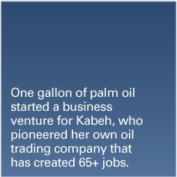 One gallon of oil started a bussiness venture for kabe, who pioneered her own oil trading company that has created 65+ jobs.