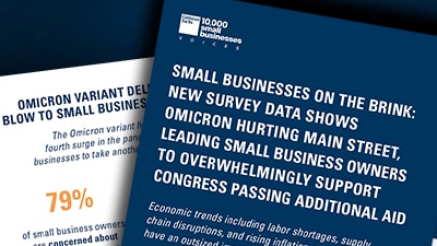 Small Businesses on the Brink - New Survey Data Shows Omicron Hurting Main Street, Leading Small Business Owners to Overwhelmingly Support Congress Passing Additional Aid