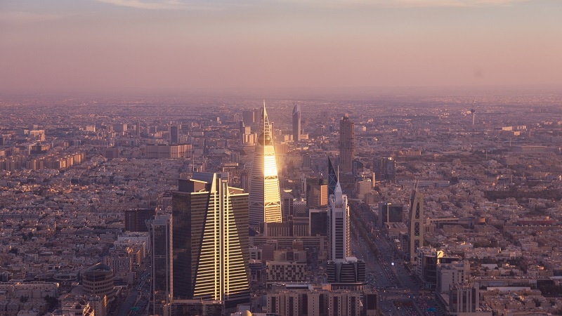 Riyadh skyline at sunset