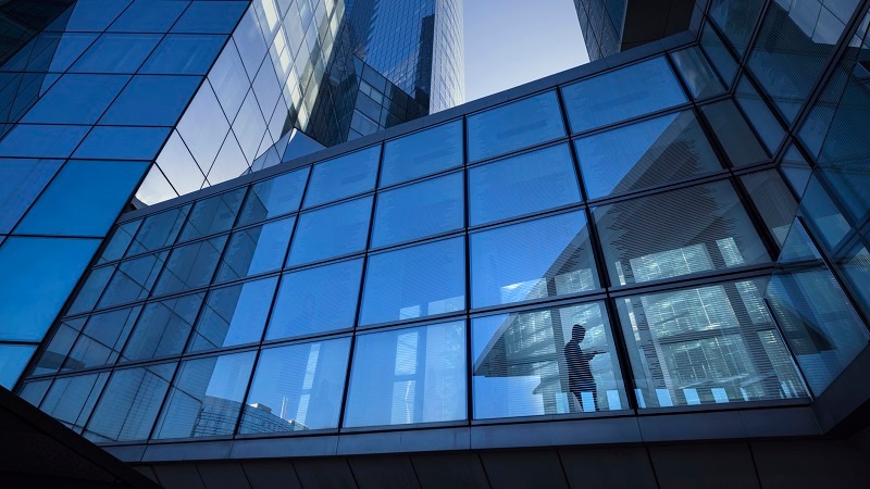 Photo of a person in an office building.