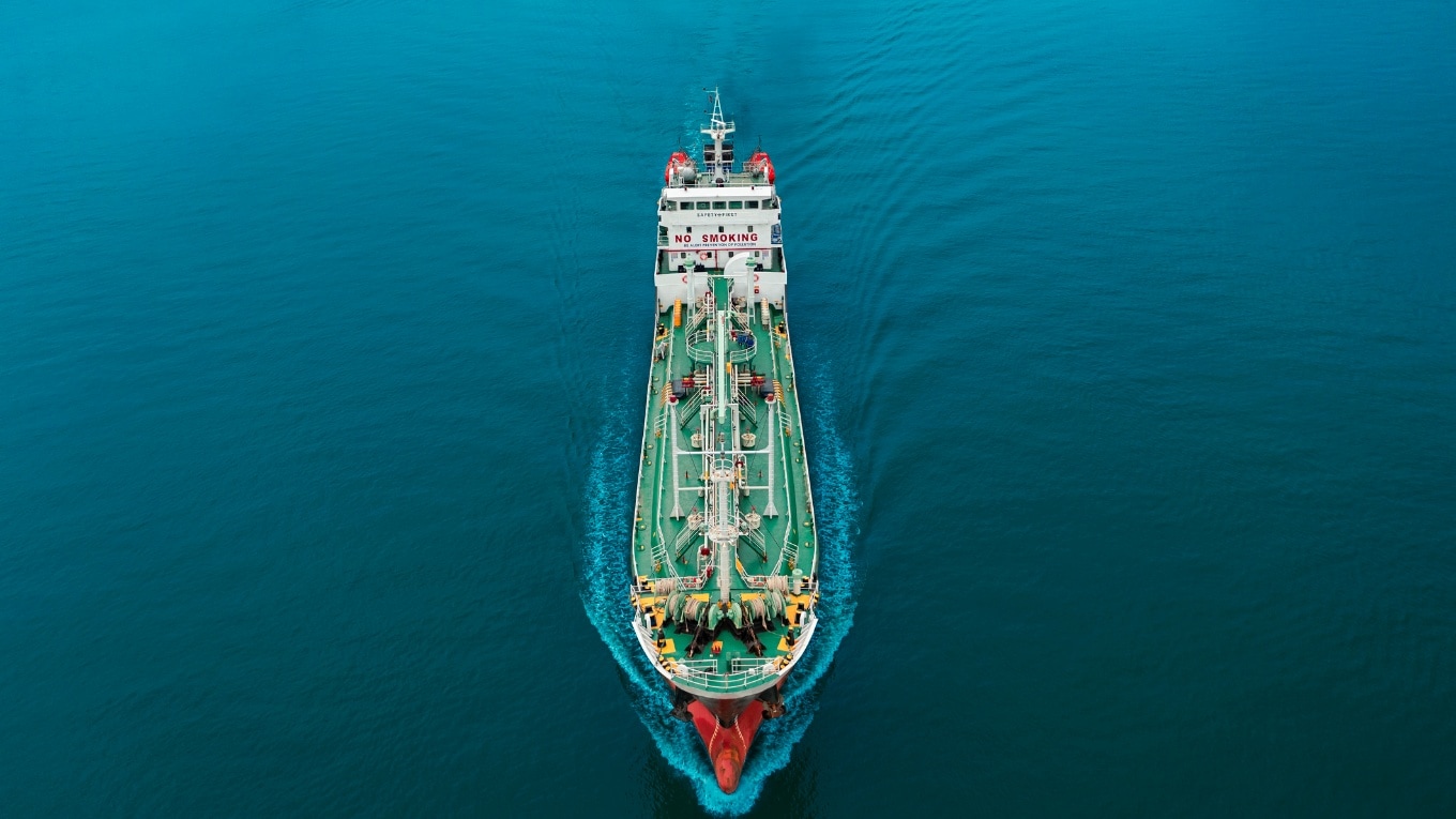 Aerial view of an oil vessel