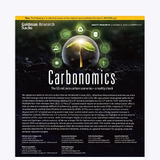 Carbonomics: The GS net zero carbon scenarios – a reality check