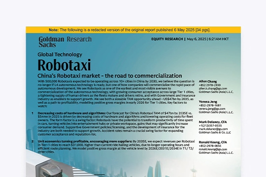 Global Technology: China’s Robotaxi Market the Road to Commercialization