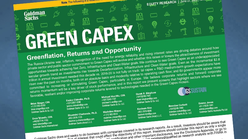 Green Capex: Greenflation, Returns and Opportunity
